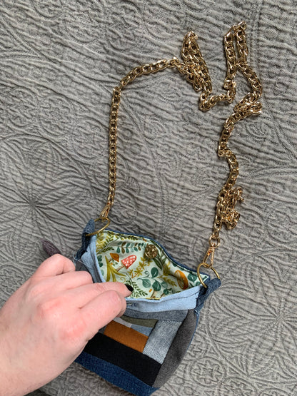 Denim Quilt Block Cross Body Bag