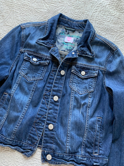 Denim Black Sequin Floral Jacket [L]