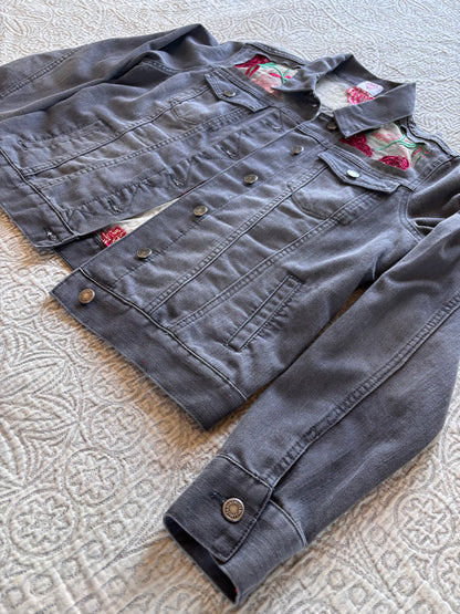 Grey Denim Roses Jacket [L]