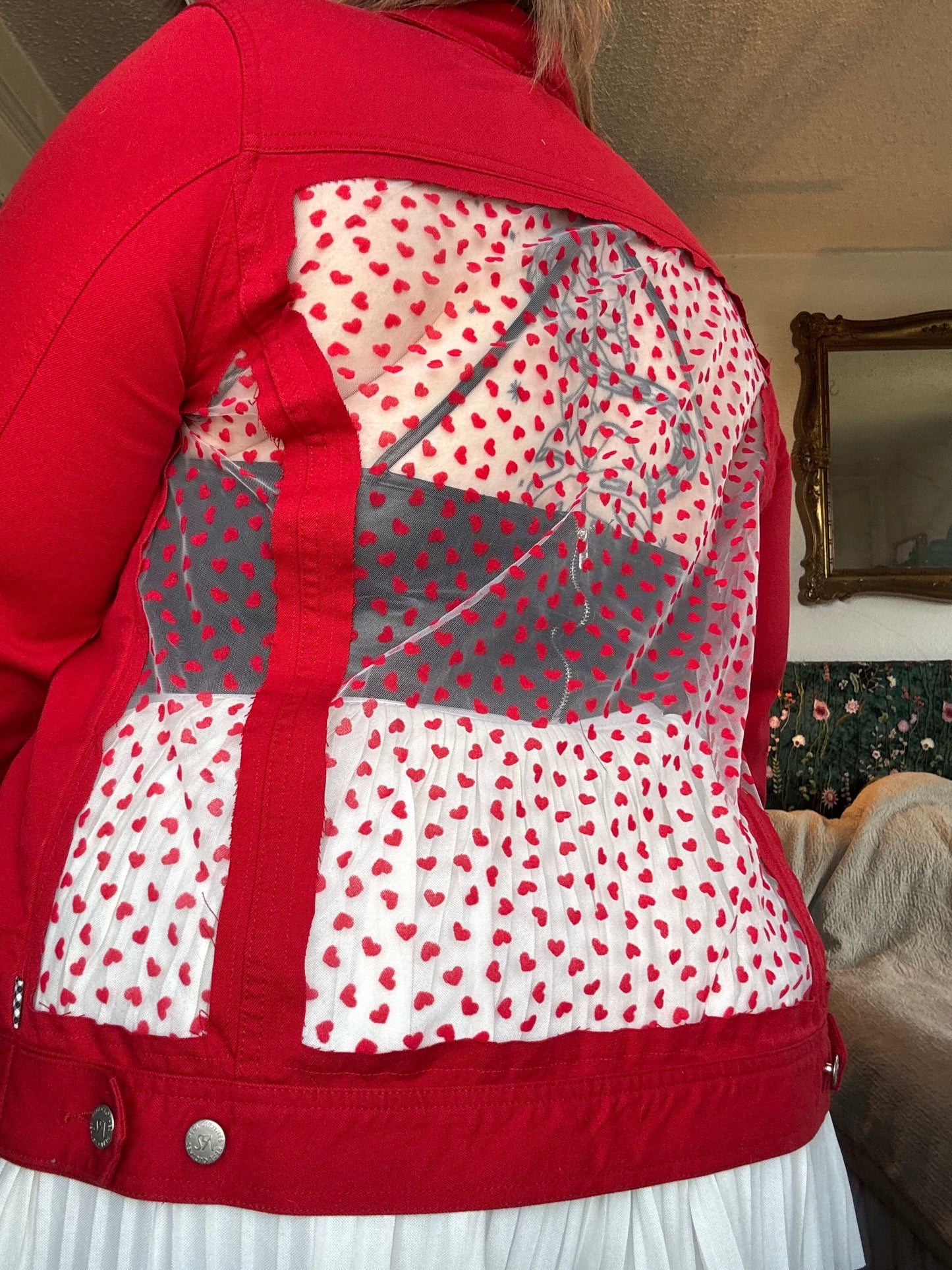 Red Denim Hearts Jacket [0X]