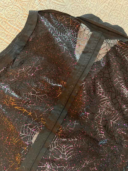 Black Denim Purple Spiderweb Vest [L]