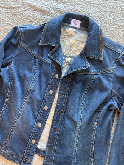 Tan Vines Dark-Wash Denim Jacket [L]