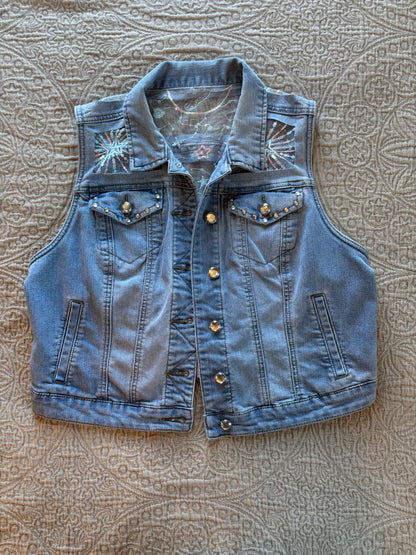 Blue Stars Light-Wash Denim Vest [XL]