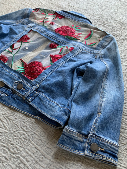 Cropped Denim Roses Jacket [L]