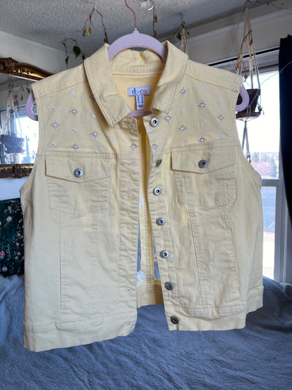 Yellow Denim Daisies Vest [M]
