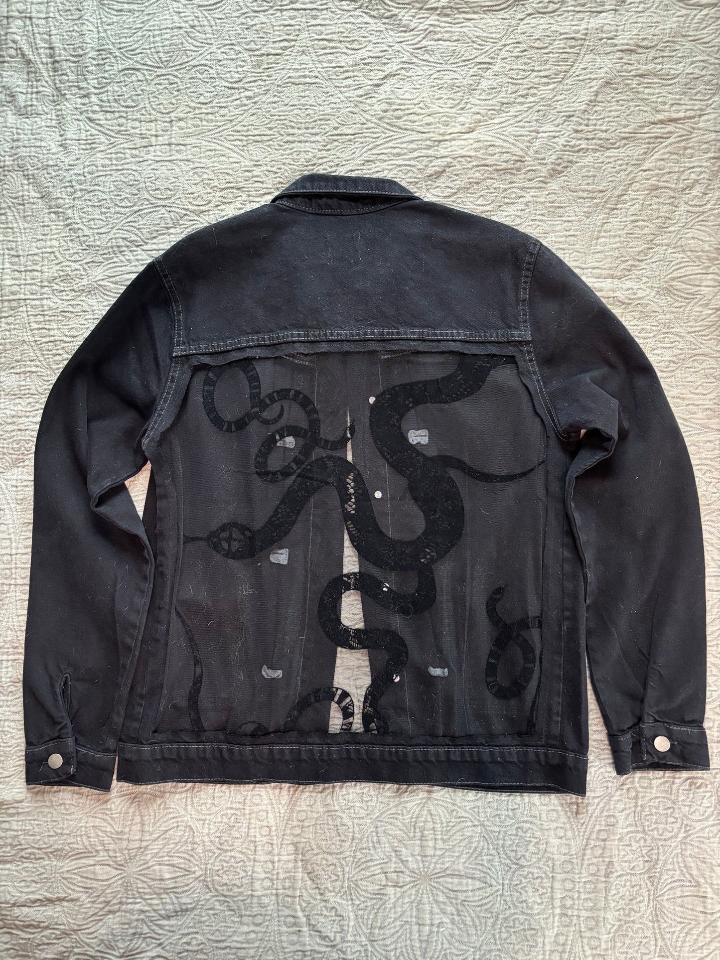 Black Denim Snakes Jacket [XL]