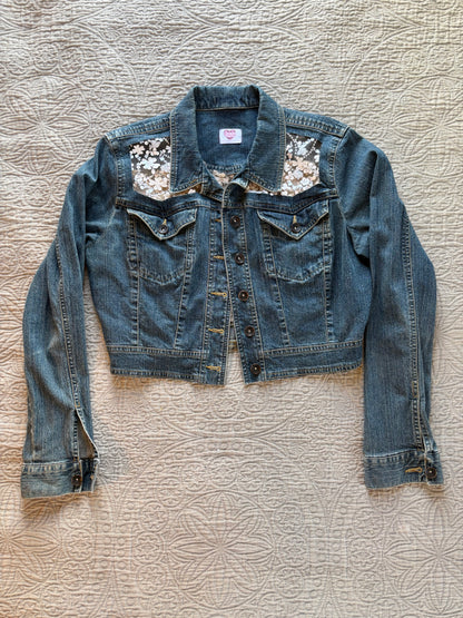 Cropped White Flowers Jacket [L]