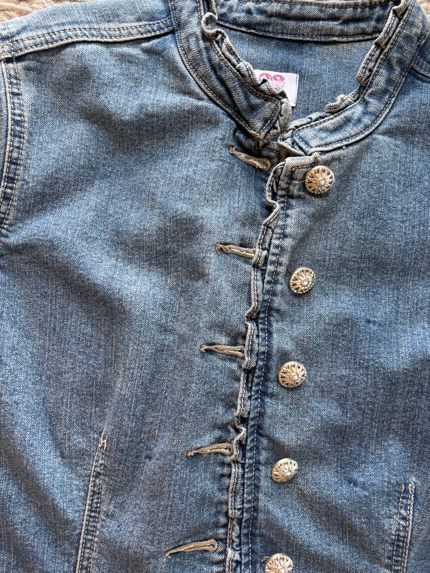 Frilly Denim Silver Floral Jacket [XL]