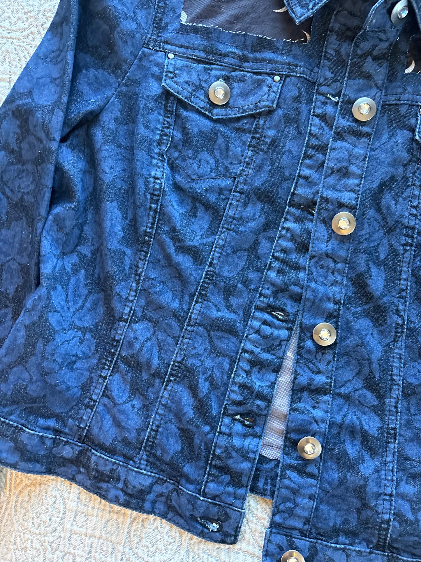 Moon Floral Denim Jacket [L]