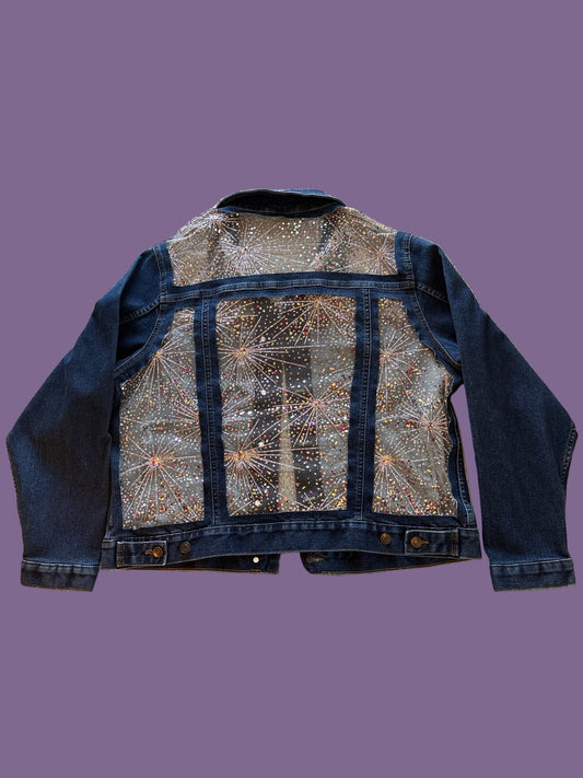 Dark Wash Fireworks Denim Jacket [1X]