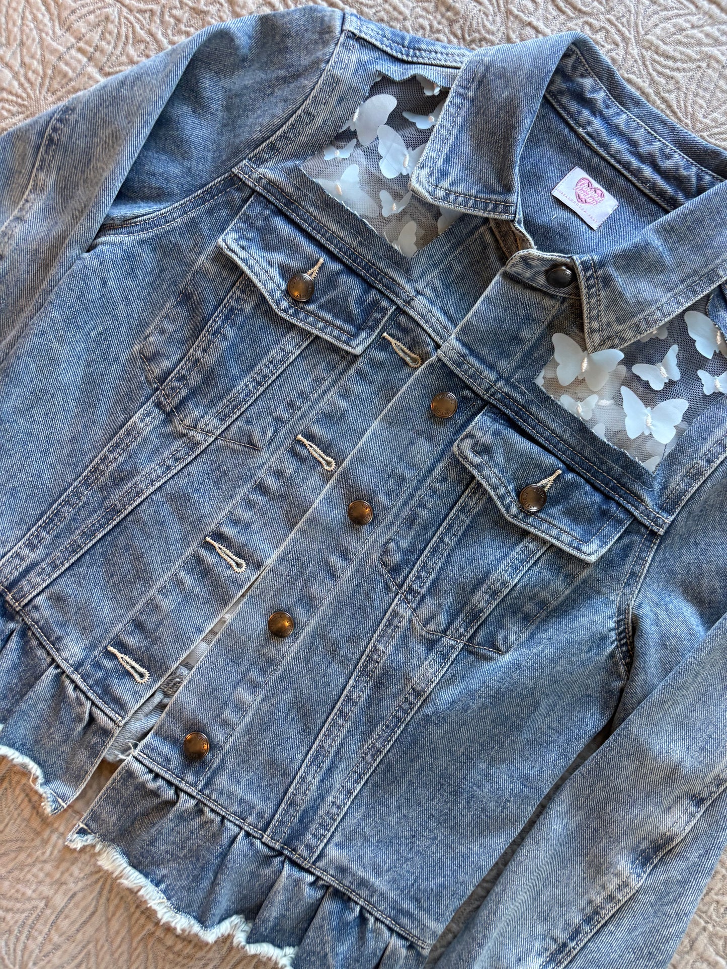 Blue Butterflies Light-Wash Denim Jacket [M]