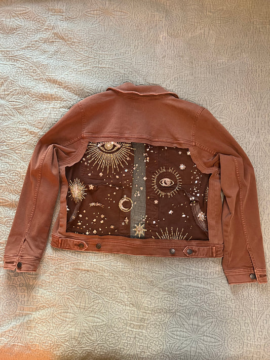 Mauve Cropped Mystic Denim Jacket [0X]