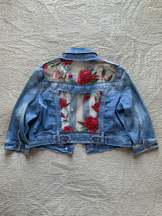 Cropped Denim Roses Jacket [L]