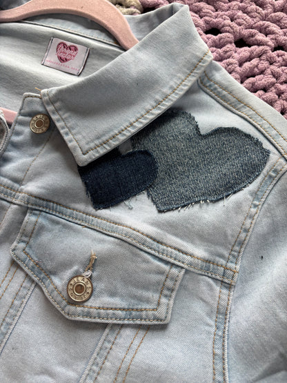 Light Blue Denim Frayed Hearts Jacket [L]