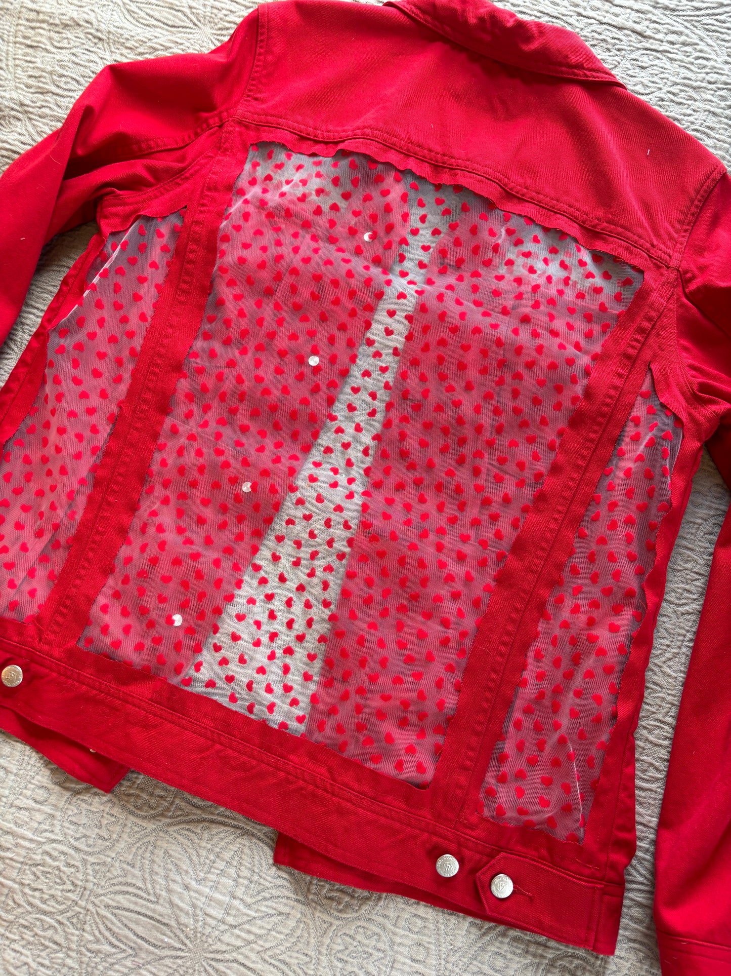 Red Denim Hearts Jacket [0X]
