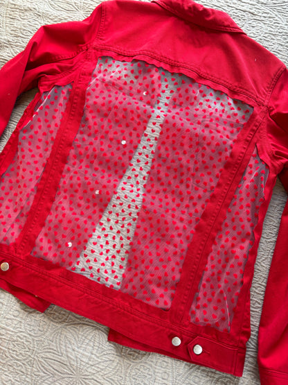 Red Denim Hearts Jacket [0X]