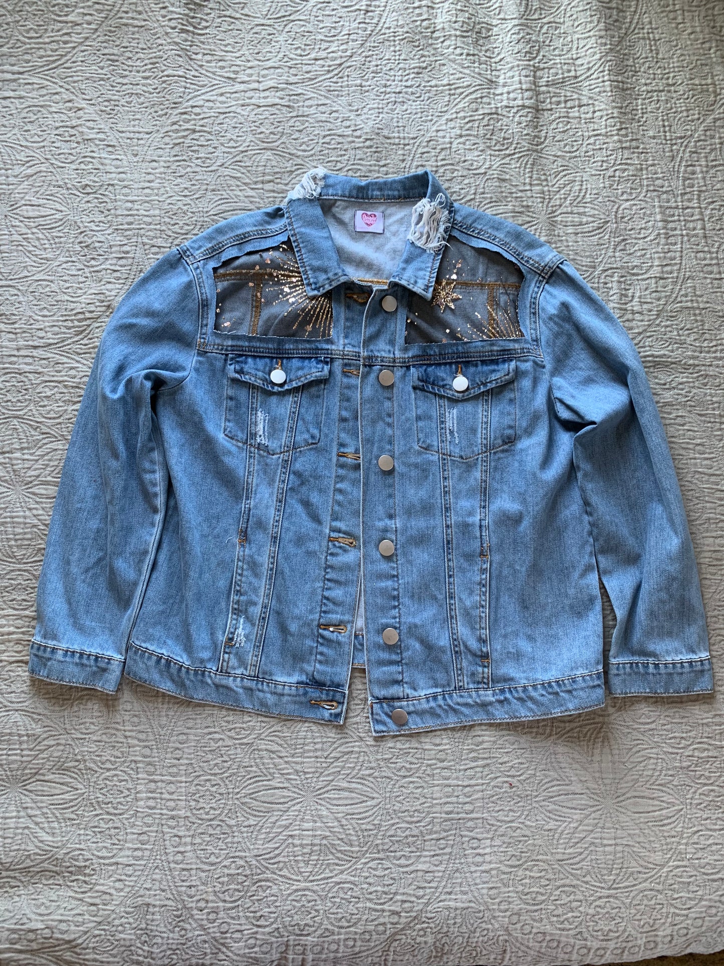 Distressed Star Denim Mystic Jacket [0X]