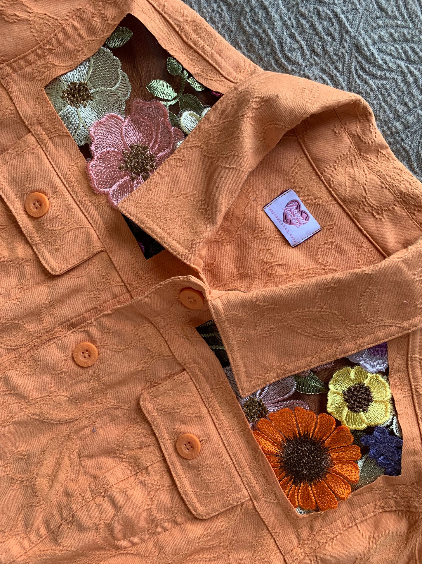 Orange Brocade Floral Jacket [0X]