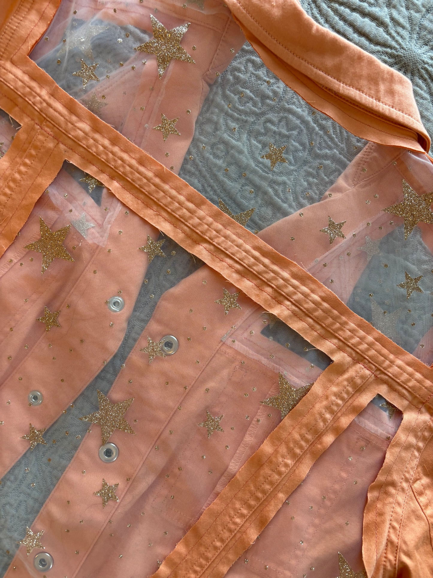 Gold Stars Orange Denim Jacket [XL]