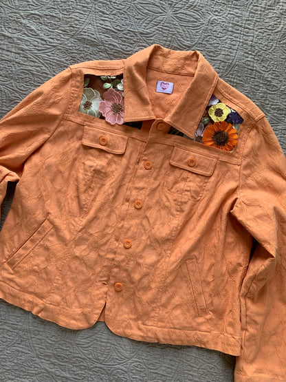 Orange Brocade Floral Jacket [0X]