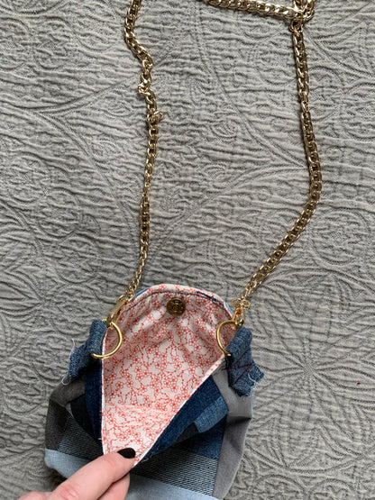 Denim Quilt Block Cross Body Bag