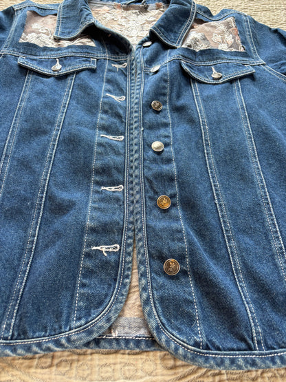 Dark Denim Denim Silver Floral Jacket [1X]