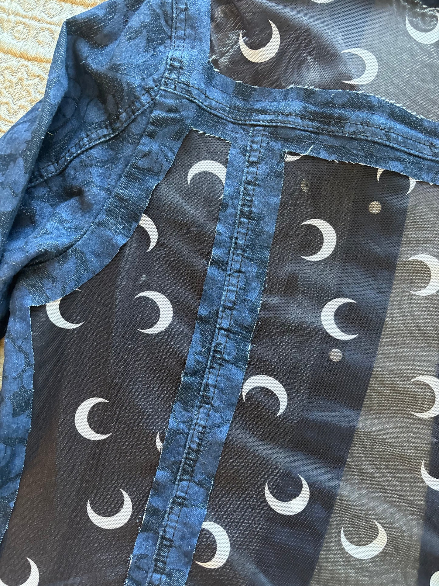 Moon Floral Denim Jacket [L]
