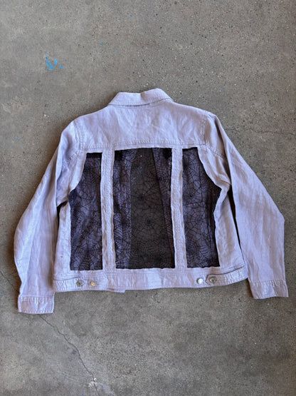 Purple Denim Spider Webs Shirt [L]