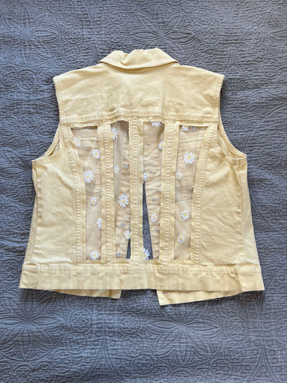 Yellow Denim Daisies Vest [M]