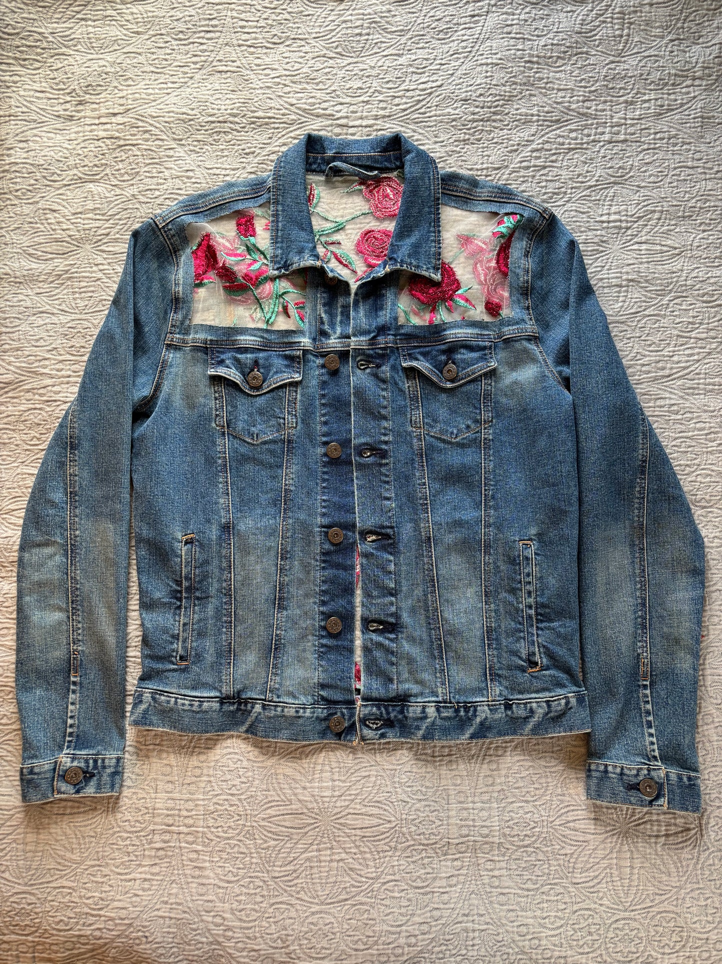 Denim Roses Jacket [0X]