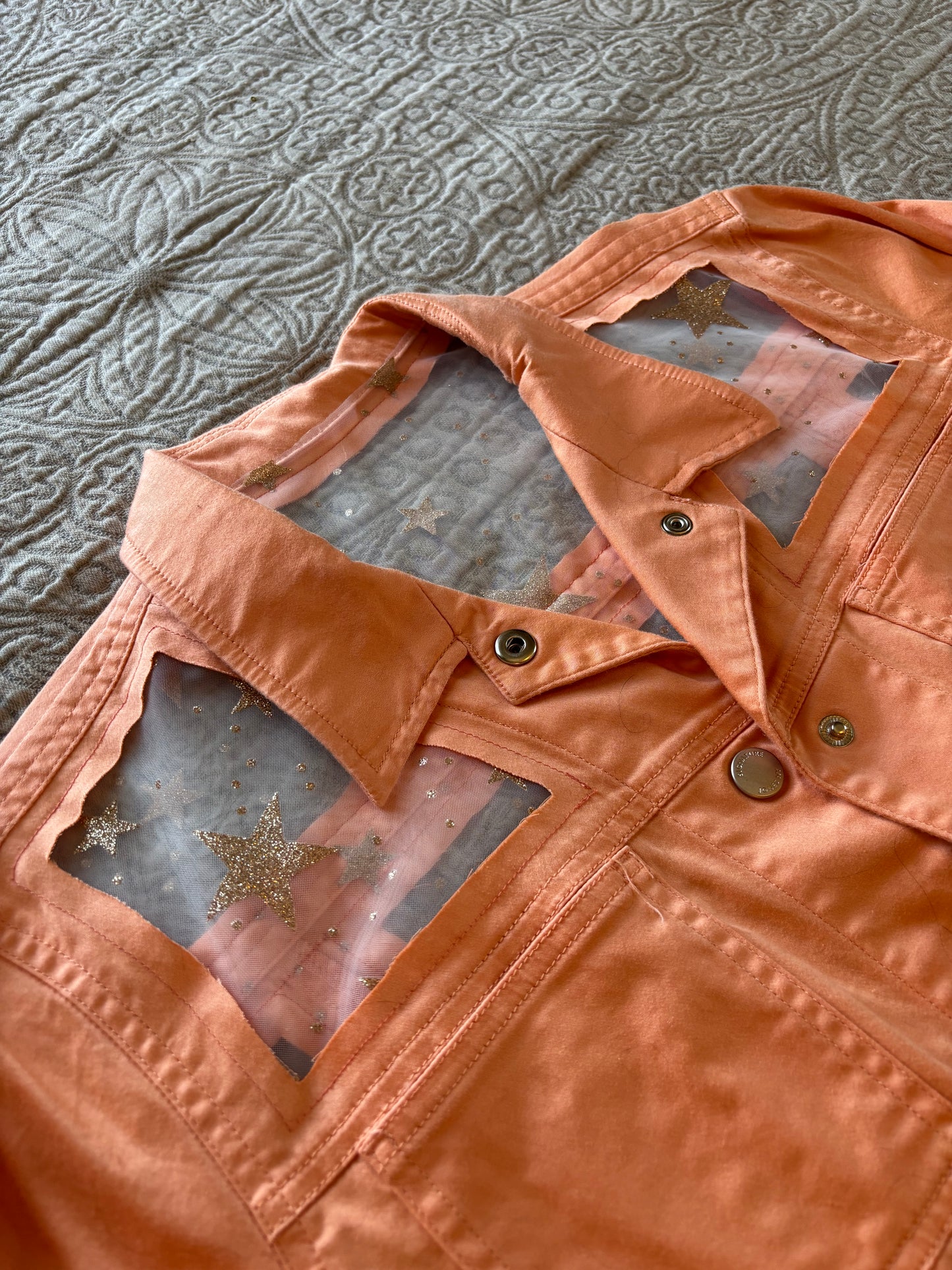 Gold Stars Orange Denim Jacket [XL]