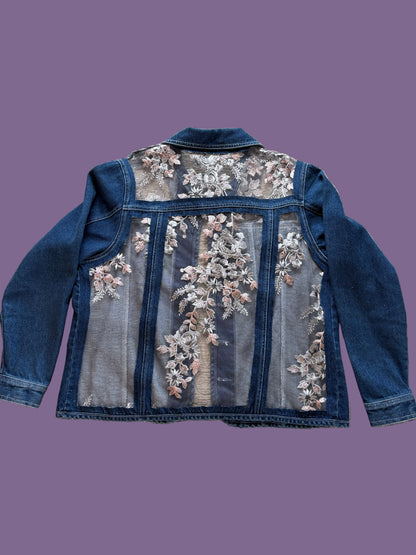Dark Denim Denim Silver Floral Jacket [1X]