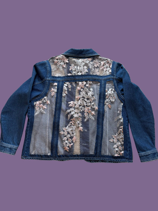 Dark Denim Denim Silver Floral Jacket [1X]