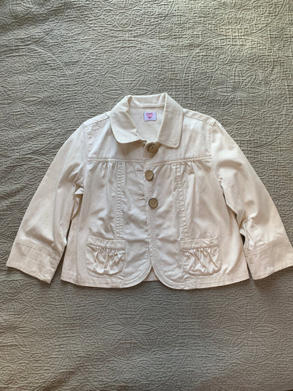 Cream Denim Pink Wildflowers Jacket   [XL]