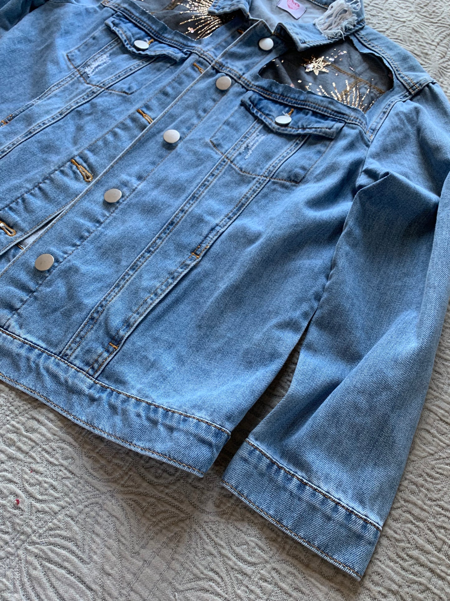 Distressed Star Denim Mystic Jacket [0X]