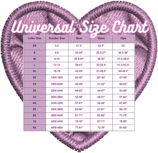 Universal Sizing Chart Thread Nectar
