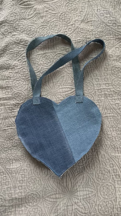 Denim Patchwork Heart Bag