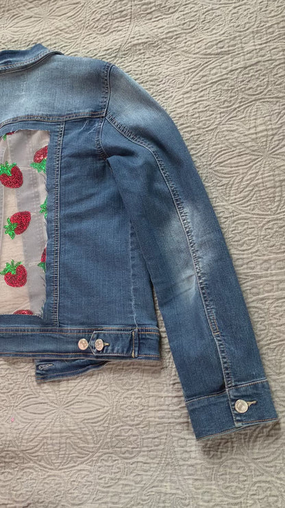 Denim Sequin Strawberries [L]