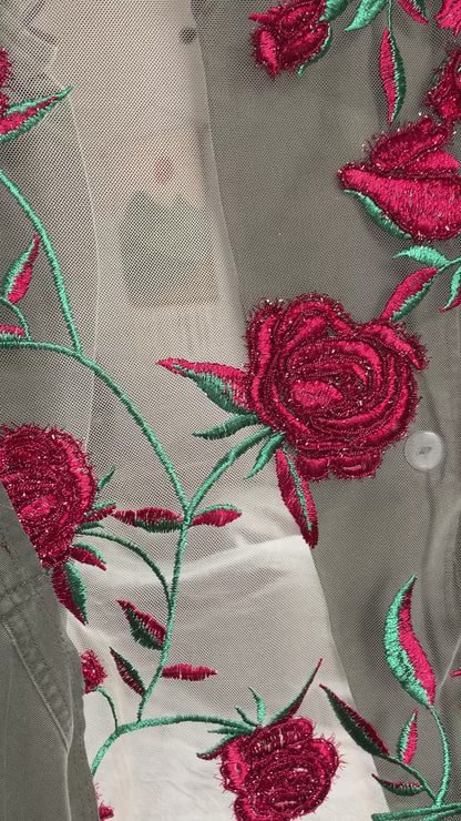 Green Denim Roses [L]
