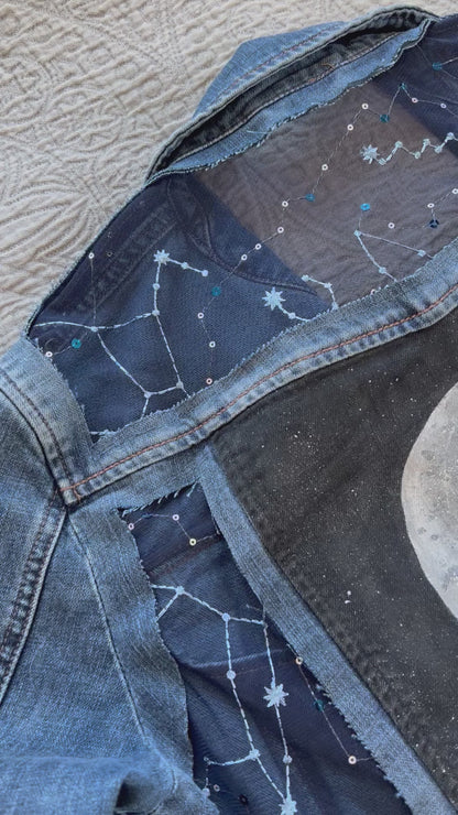 Painted Denim Astronaut and Stars [L]