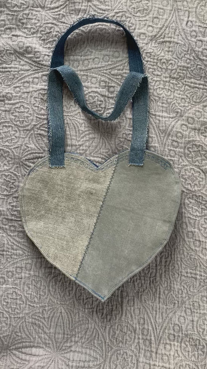 Denim Patchwork Heart Bag