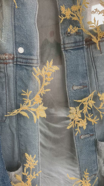 Distressed Denim Yellow Vines [M]